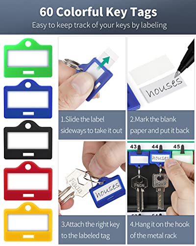 Uniclife 60 Position Key Cabinet With Combination And Key Lock Resettable Black Digital Security Storage Box Key Organizer With Adjustable Racks Colorful Key Tag Labels And Hooks #TOP5