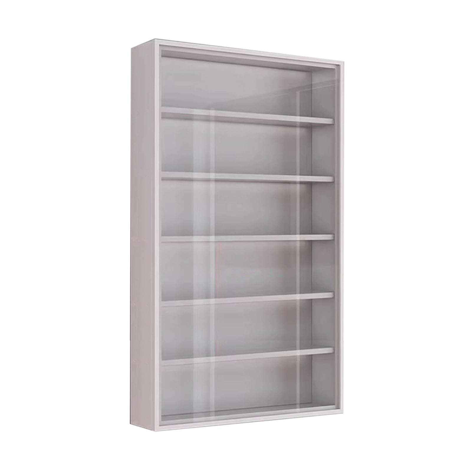 Vitrina de pared de 7 niveles con puerta de cristal para almacenamiento de figuras coleccionables y adornos, elegante nizer para sala de estar y dormitorio (blanco, 40 x 12,5 x 71,2 cm)