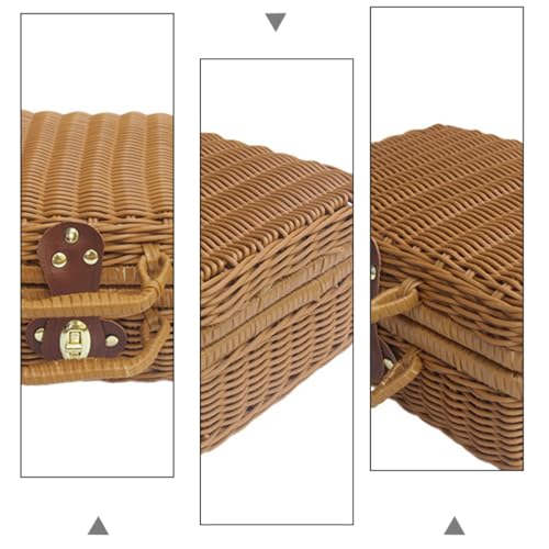 Panier de rangement tissé imitation rotin 30x22x12 cm Ciieeo - 4