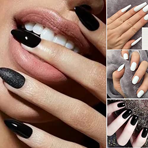 Black White Full Wrap Nail Polish Stickers Self Adhesive Gel Nail Art Strips Sticker Design Waterproof Nail Decal Strips With 3 Pcs Nail File For Women Diy Craft Decoration Tips(8 Sheets) #TOP5