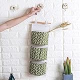 Transer Wall Mounted 3 Bags Storage Bag Over the Door Storage Pockets Wall Door Closet Hanging Storage Bag Organizer (Green)