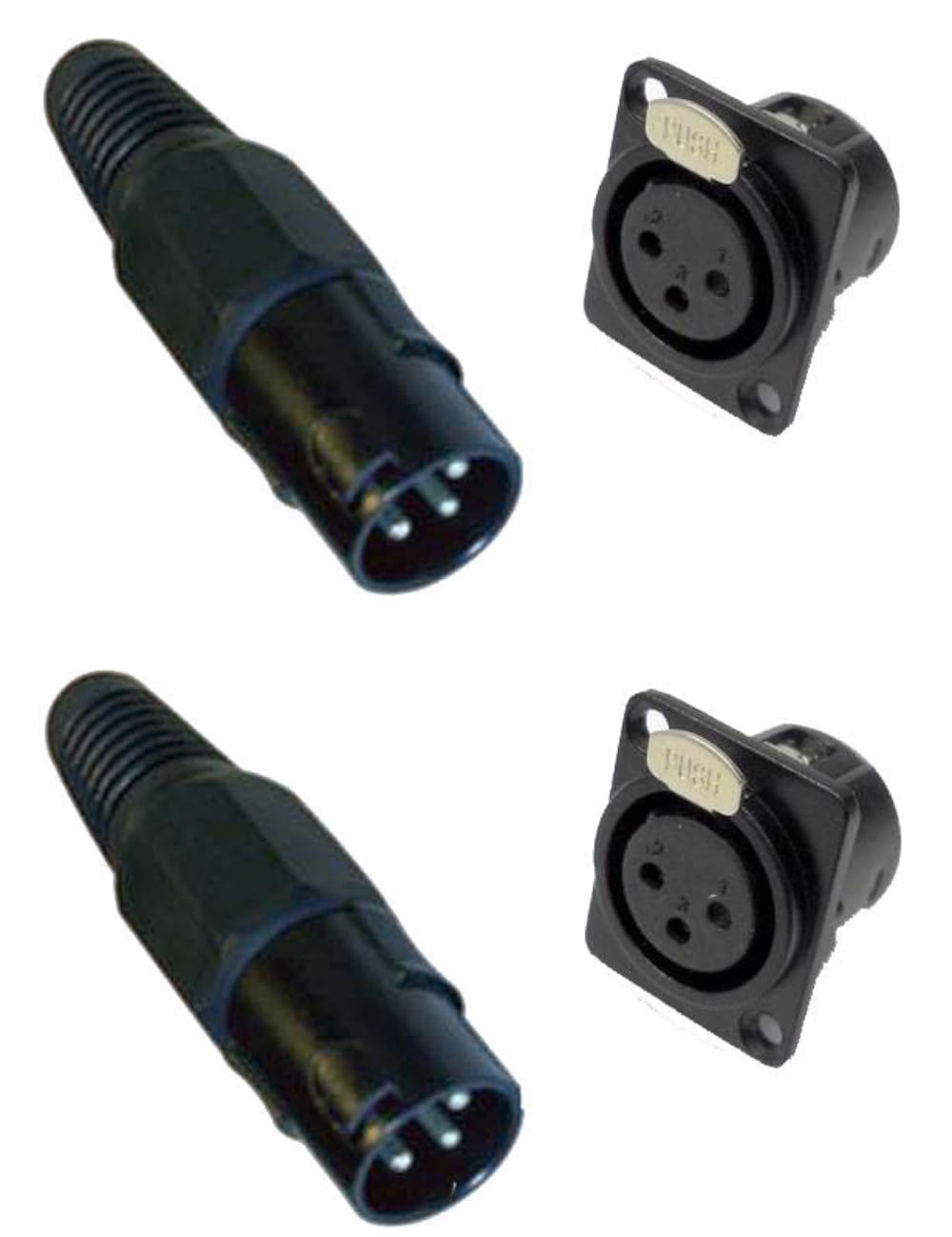 (2 Each) PROCRAFT PC-TX006 3-PIN XLRM CBL Mount & PXLRFP-B 3-PIN XLRF D Type