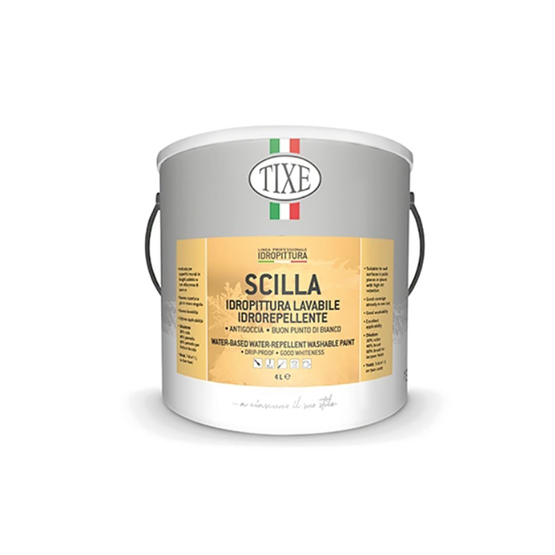 TIXE Scilla Pittura Lavabile Idrorepellente Antigoccia Interni Esterni Bianca 4 Lt