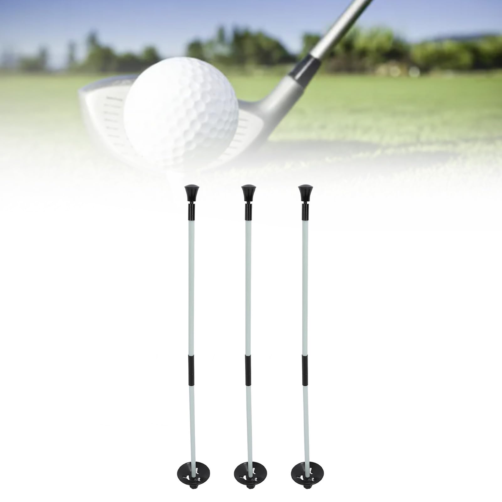 Asta de Bandera de Golf de 3 Piezas, Asta de Bandera Verde de Fibra de Vidrio de Nailon Duradera para Práctica, de de Golf Portátil para Greens Domésticos y Campos de