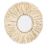 [Construction sûre et durable] Fabriqué à partir d'un matériau de tissage de paille de haute qualité, ce miroir est non seulement durable mais également sans danger pour un usage quotidien.la construction robuste garantit des performances durables tout en conservant son aspect élégant au fil du temps.