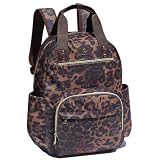 ESVAN Diaper Bag Backpack, Large Capacity Multifunction Baby Essentials Fashion Travel Pack Linen Canvas office Laptop Bag (Corduroy leopard print)