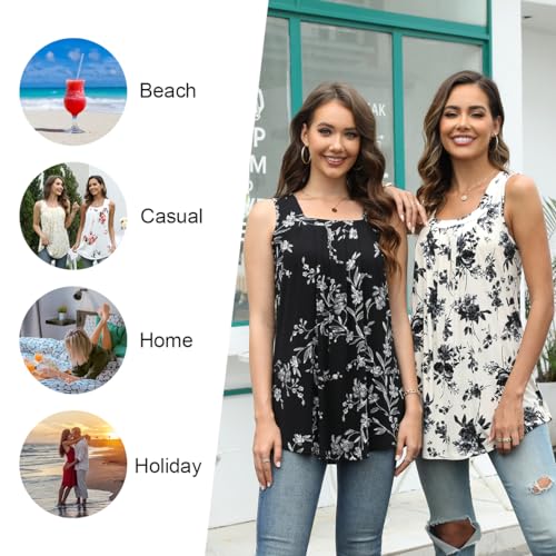 LONGYUAN Womens Tank Tops Summer Sleeveless Tunic Square Neck S-4XL4