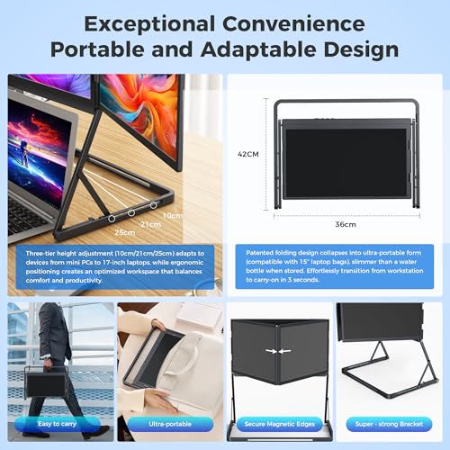 Laptop Screen Extender, 15.6" FHD 1080P IPS Portable Foldable Triple Monitor, Laptop Monitor Extender, HDMI/USB-C Plug n Play for Windows, Mac, Android, Switch, PS5 - Image 5
