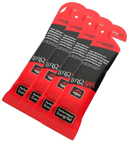 Image of Torq Energy Gel Taster Packs - Gels For Cycling, Running - 4 x 45g (Strawberry Yoghurt)