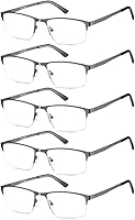 EYECEDAR 5-Pack Blue Light Blocking Reading Glasses Men Women Gunmetal Gray Metal Half Frame Spring Hinges 2.5 Strength