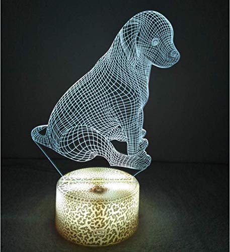 3D LED Nachtlicht Hund – Optische Täuschung Mit 16 Farben, Fernbedienung & Touch (USB)