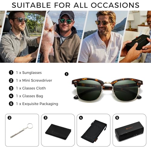 Image of SUNGAIT Polarized Sunglasses for Men and Women, Classic Half-Frame Retro Shades for Driving, Travel, and Outdoor Activities