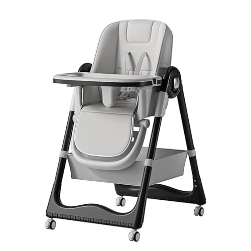 Quxxuol ベビーダイニングチェア 多機能ダイニングテーブルと椅子 高さ調整可能 子供用ダイニングチェア キャスター付き 移動簡単 折りたたみ式 リクライニング 幼児椅子 ハイローチェア ベビーチェア 折りたたみ ハイローチェア 五点式安全ベルト出産祝