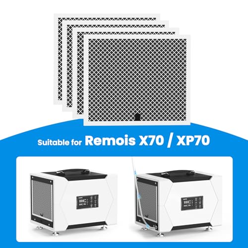 Image of CADPXS MERV-1 Filter Replacement Set for Crawl Space Dehumidifier | Washable & Reusable, Easy Install, for Remois X70 /XP70, 4 Pack, 100% Same As Original