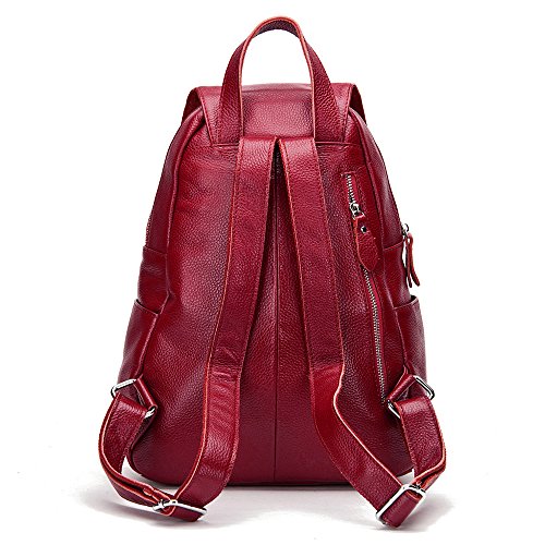 Image of zency 15 Colors Real Soft 100% Genuine Leather Women Backpack Fashion Ladies Travel Bag Preppy Style For Woman (Dark Red)