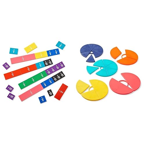 Miniatura 1 de hand2mind Azulejos de plástico de doble cara decimales y fracciones juego de 51 y círculos de fracción de conexión de plástico manipuladores de