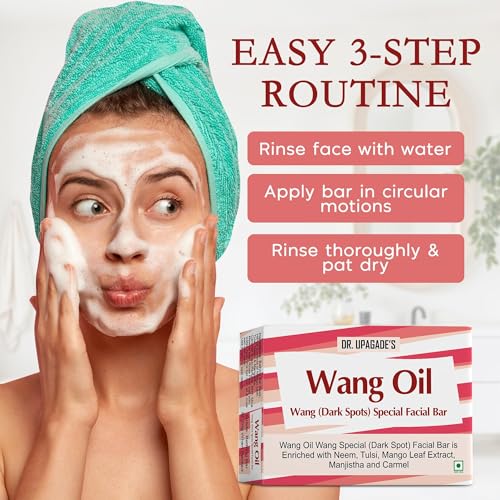Image of DR UPAGADE'S Wang Oil Special Ayurvedic Neem Soap 50g, Facial & Body Soap with Tulsi & Manjistha for Dark Spot Removal, Pigmentation, Tan & Dullness, Handmade Soap for Men & Women (Pack of 4)