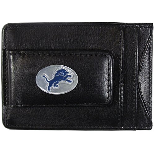 NFL Siskiyou Sports Mens Detroit Lions Leather Cash & Cardholder One Size Black