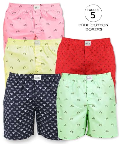 Image of Alphabets Men's Multicolor Cotton Printed Regular Boxer Shorts (Pack of 5) New-MBE-01-XL