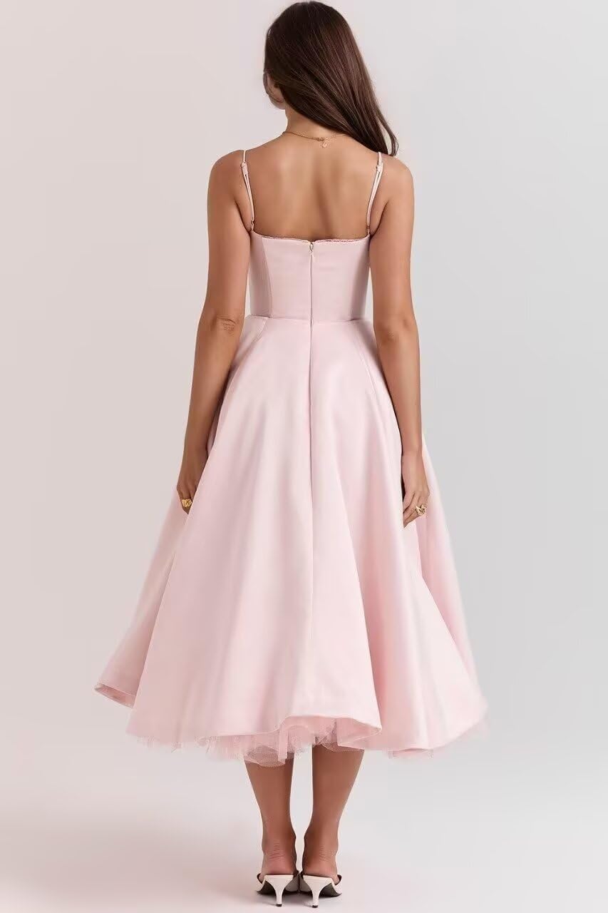 Satin Prom Dress Spaghetti Straps Vintage Wedding Dresses Puffy Tulle Corset A Line Cocktail Dress with Pocket AS022 - Image 5