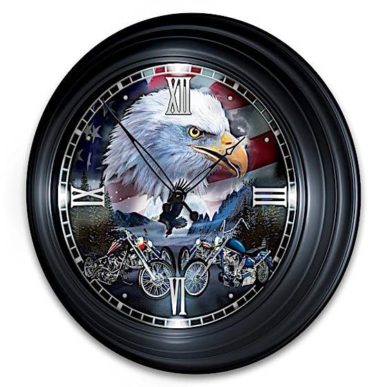 The Bradford Exchange Time to Ride Illuminated Atomic Wall Clock with Biker Art