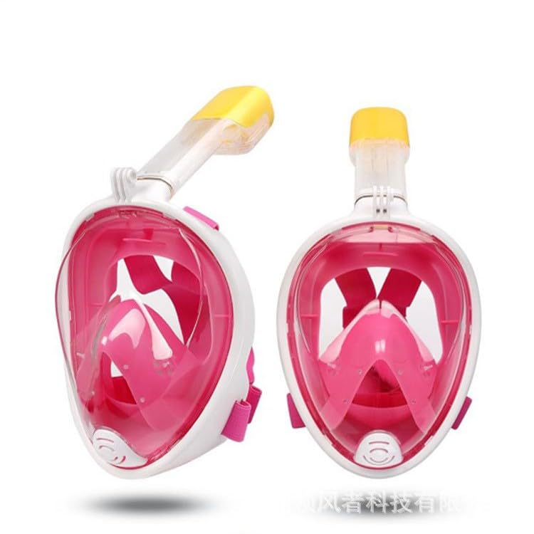 Image of VBM Full Face Snorkeling Mask Diving Gear - Dry Top System,180 Degree Panoramic View Snorkeling Mask with Camera Mount,Safe Breathing,Anti-Leak Anti-Fog-Swim Fins (Pink - L /XL)