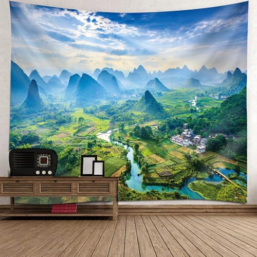Decoration murale salon tapisserie paysage 210x140cm grand format
