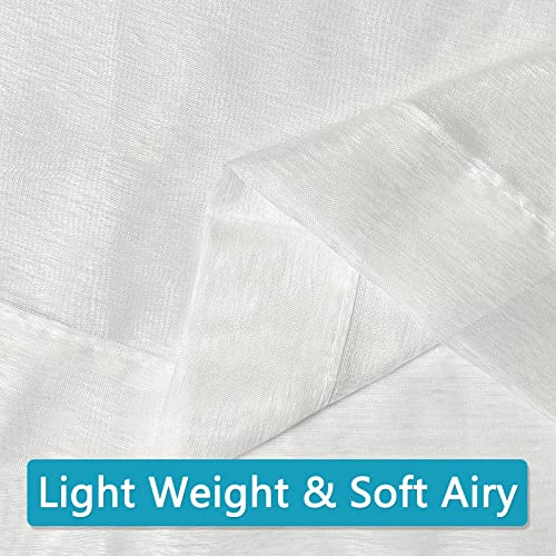 White Sheer Valances For Windows - Light Filtering Semi Sheer Valances For Living Room/Bedroom/Kitchen/Bathroom/Cafe - Transparent Window Valance Curtains With Rod Pocket 2 Panels 52X18 Inches Long #TOP3