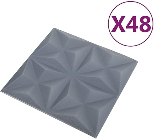 Miniatura 2 de FAMIROSA 3D Wall Panels 48 pcs 19.7"x19.7" Origami Gray 129.2 ft,2.7 KG,150922