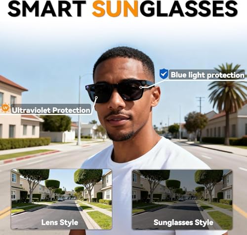 Image of BIGASUO Air Vision AI Smart Glasses with 8MP HD Camera for Hands-Free Photo and Video AI Voice Assistant Object Recognition | Bluetooth 5.3 Dual Mic Noise Reduction Smart Wearable (1496) (Black, B12)