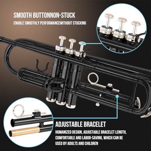 image for Soulmate Bb Trumpet Brass Standard Gold Trumpet Instrument for Student