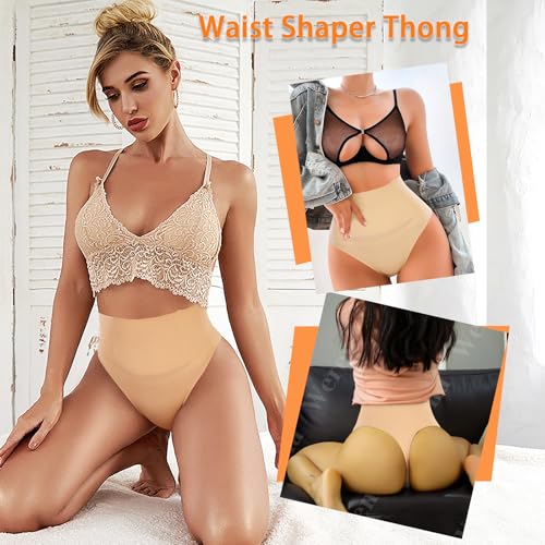 Womens Thong Shapewear Mid to High Waisted Shaper Thong WN0017(01#A Beige#mid Waisted Wire,Medium)