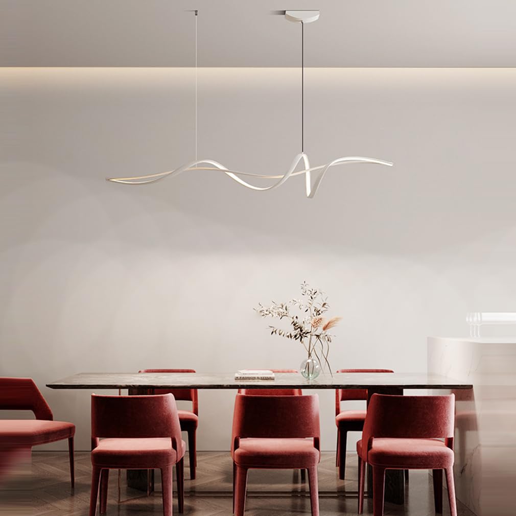 Pendelleuchte Esstischlampe LED Dimmbare 120CM Hängelampe Moderne Spirale Design Pendellampe Esszimmerlampe Höhenverstellbarer Küchenlampe für Küche Büro Wohnzimmer Bar Pendelleuchte (Weiß, L120CM)