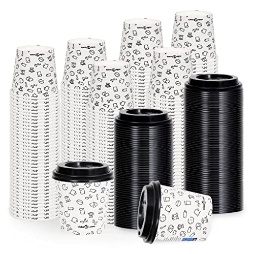 vidaXL 250x Vasos de Papel de Café con Tapa Taza Desechable Bebidas Té Chocolate Leche Recipiente Tiendas de Comida para… - Imagen 4