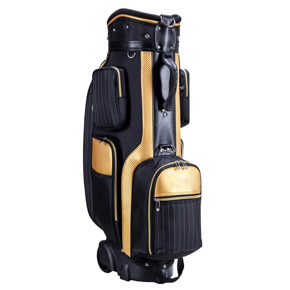 Golfschlägertaschen for Herren, schwarzer, Schwerer Tragetaschenständer mit Rädern und Hebeln | Leicht zu tragende Umhängetasche mit 3-Wege-Unterteilung for den Golfplatz