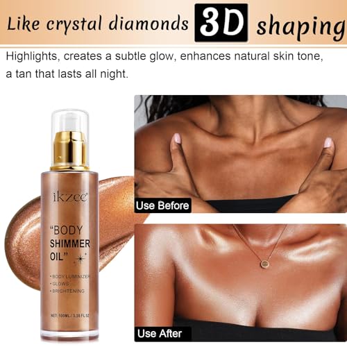 Ucanbemakeup SHAM288_03 Body Shimmer Oil 100Ml, Moisturizing Long Lasting Body Luminizer Face Brighten, Waterproof Liquid Illuminator Body Glow, Shimmer Body Glitter Oil Highlighter Summer Glowing Makeup thumb #3
