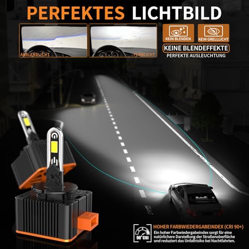 MOTORHOOK D3S Scheinwerferlampe 12V 60W – Langlebig & Energiesparend 6000K Weiß D3S Xenon Brenner – Hochwertige HID Lampe für Abblend- & Fernlicht, 2 Stück