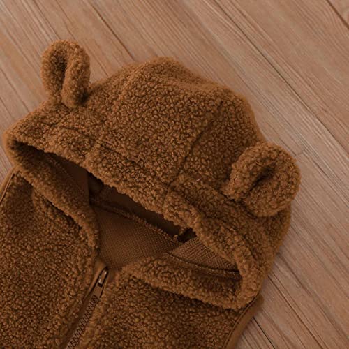 Lcziwo Toddler Girls Boys Fall Winter Vest Newborn Babies Cute Sherpa Fleece Jacket Zipper Warm Sleeveless Outerwear Brown #TOP5