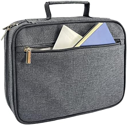 GraduatePro Bible Cover, Carrying Book Case Church Bag Bible Protective with Handle and Zippered Pocket, Perfect Gift for Men Women Father Kids (Gray)