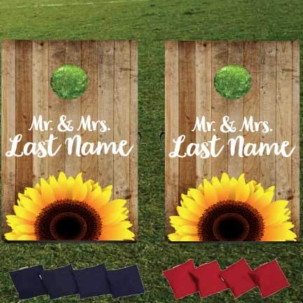 VictoryStore Custom Wedding Bag Toss Game – Custom Wedding Cornhole - Mr. and Mrs. Cornhole Sunflower