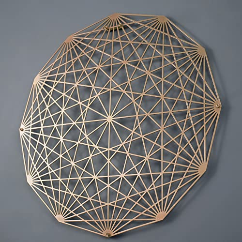 Tesseract Diagonal Polygon Metal Wall Art | Dodecagon Sacred Geometry | Unique Wall Decor | Indoor Decorations | Modern Office Decoration | Housewarming Décor | New Home Gift | ( 26,4" X 26,4" | Copper) #TOP3