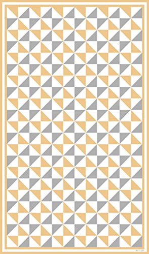 DobleUve Estudio Alfombra Vinílica Hidráulica 31 | Color Amarillo | 47x80 cm | Alfombra Cocina Lavable Antideslizante | Alfombra Vinilica | Suelo Vinílico | Alfombra Vinilo Salón