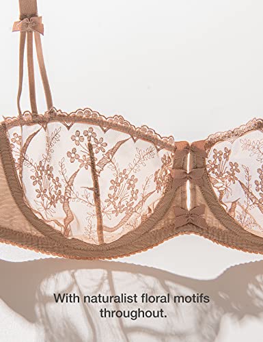Deyllo Women’s Embroidered Lace Unlined Bra Demi Sheer See Through Underwire Bras Non Padded - Image 3