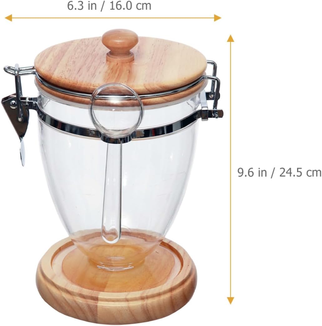 UPKOCH Glass Canister with Lid Large 12.8x24.5cm Oak Wood Coffee Storage Container Airtight Food Jar for Kitchen Pantry Organization