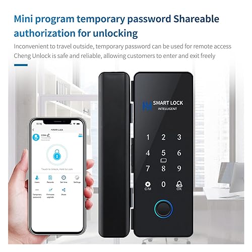 Fechadura digital eletrônica Fechadura de porta de vidro com impressão digital Bluetooth HAHA-Lock A