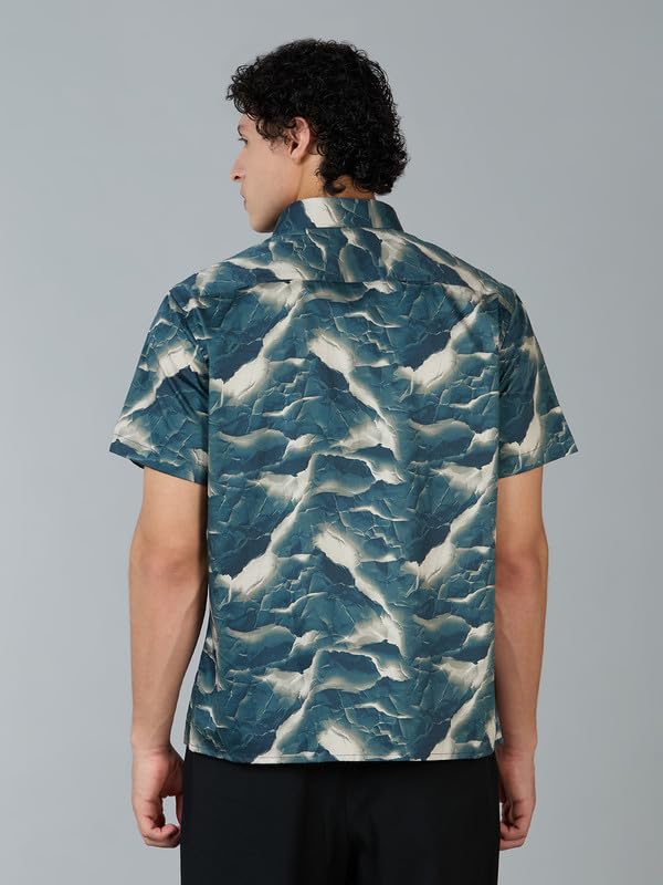 Image of MARK & ALBERT Men's 100% Cotton Printed Half Sleeves Regular Fit Shirt for Men