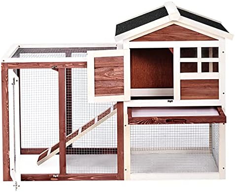 Chicken Coop, 48.4" Outdoor Wooden Chicken Coop, Wooden Rabbit Hutch, with Ventilation Door, Pull Out Tray and Ramp, for Rabbits, Chickens, Cats, Small Animals