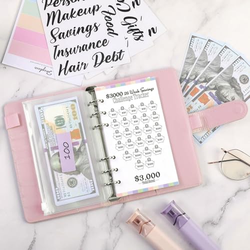 Image of SKYDUE Budget Binder With Cash Envelopes, Money Saving System, Expense Sheets, Challenge Trackers, and Category Labels - Combo Book for Saving Money