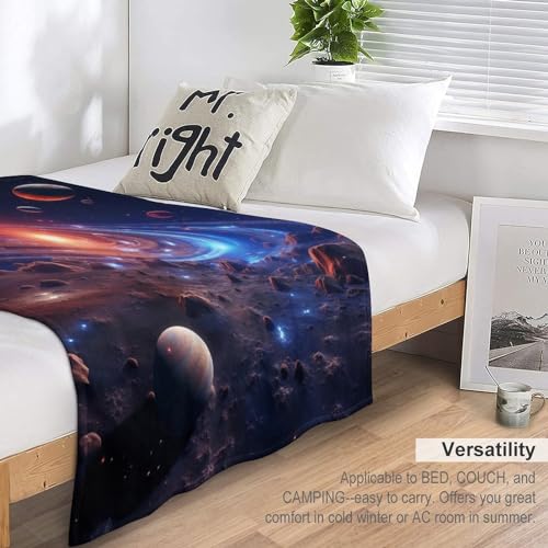 Couverture polaire douce flannel Planète 140x180 cm pour canapé