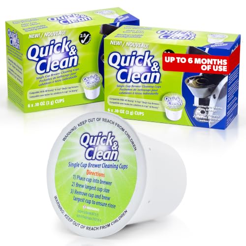 Quick & Clean [12-Pack] Keurig Cleaning Pods - K Cup Cleaner Pod For Keurig - 2.0 Coffee Machine Compatible, Removes Stains, Non-Toxic and Eco-Friendly